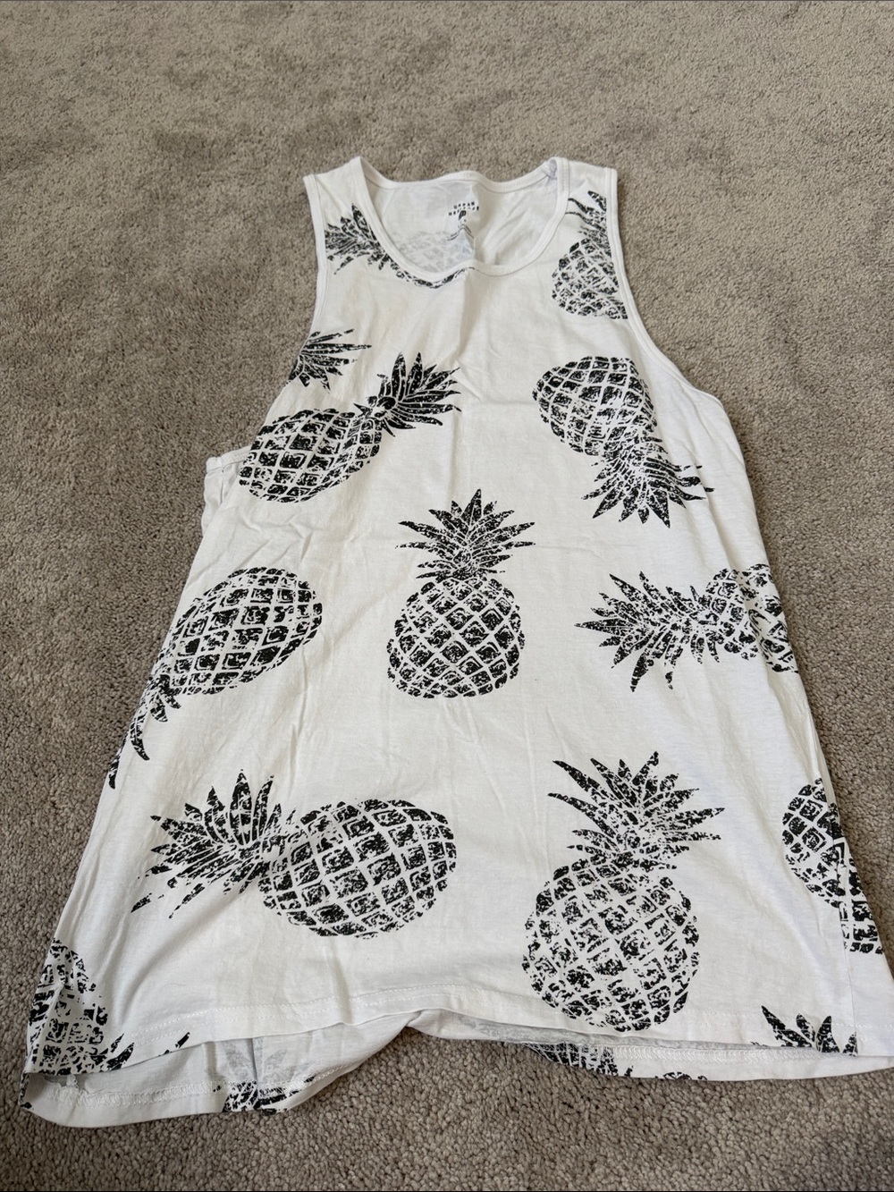 Urban Heritage White Tank Top with Black Pineapple Print